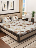 KLOTTHE Coklat Geometric Kapas Tulen 400 TC Cadar King Superfine dengan 2 Sarung Bantal-98 x 89 inci