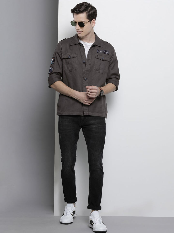 The Indian Garage Co Pure Cotton Slim Fit Double Flap Pocket Casual Shirt