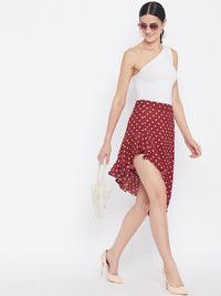 Berrylush Women Red & White Printed Above Knee-Length A-Line Skirt