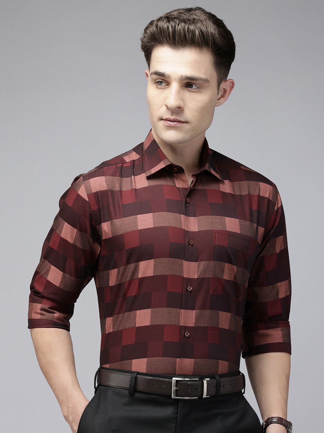 Park Avenue Pure Cotton Slim Fit Checked Formal Shirt