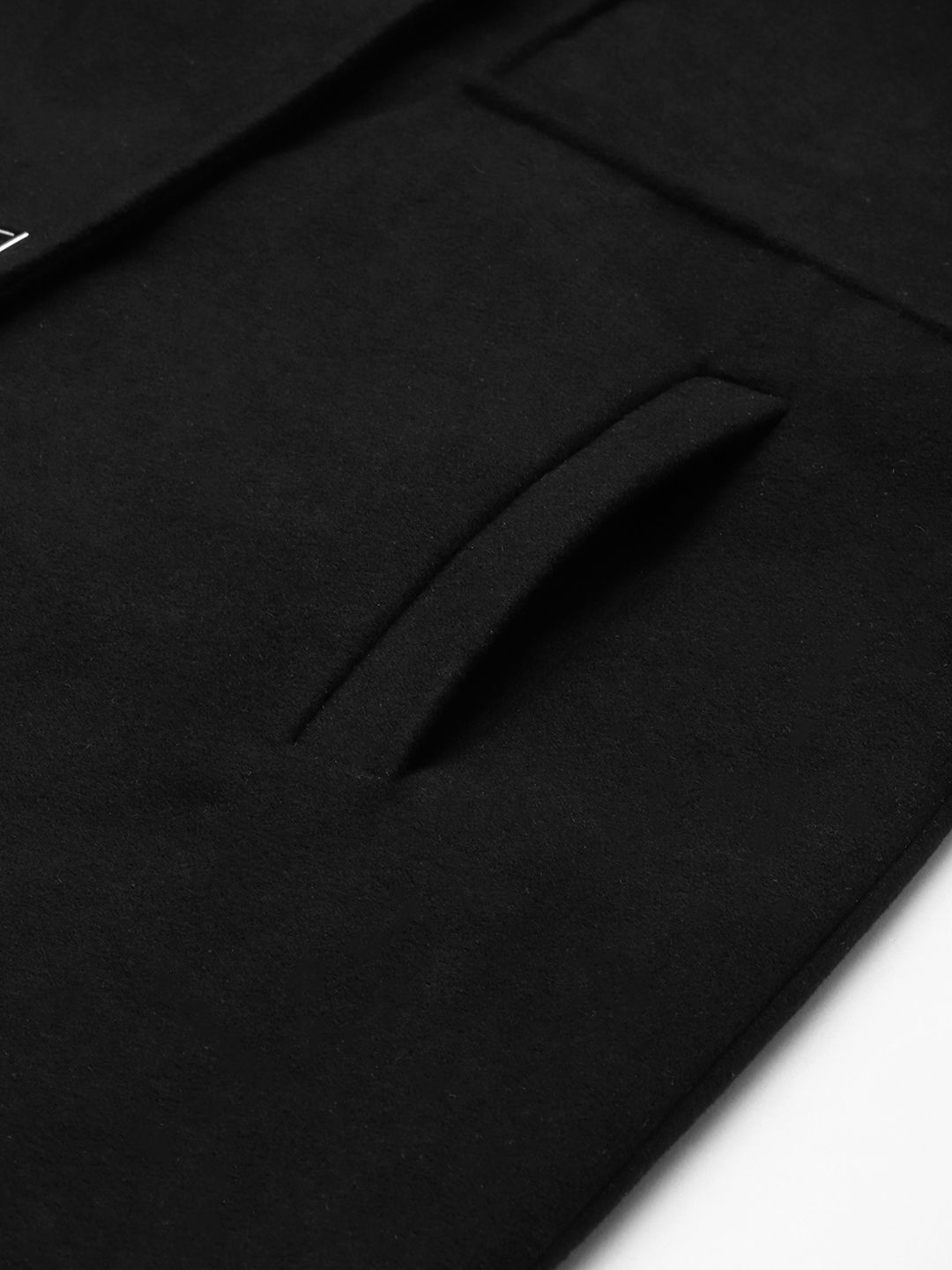all about you Women Black Solid Longline Overcoat