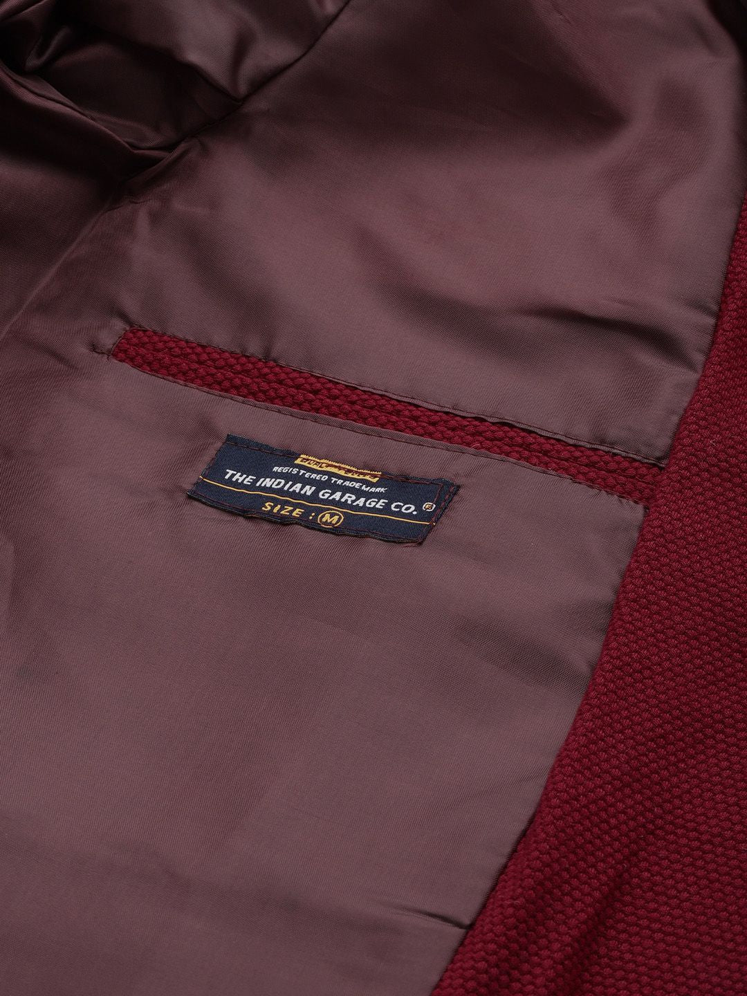 The Indian Garage Co Men Self Design Slim-Fit Single-Breasted Blazer