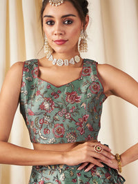 Shae by SASSAFRAS Floral Printed Ready to Wear Lehenga & Crop Top