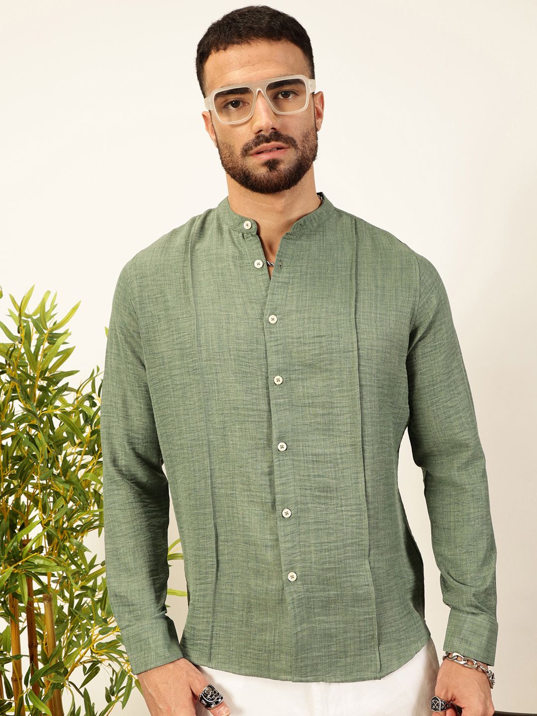 Thomas Scott Men Premium Slim Fit Textured Casual Shirt