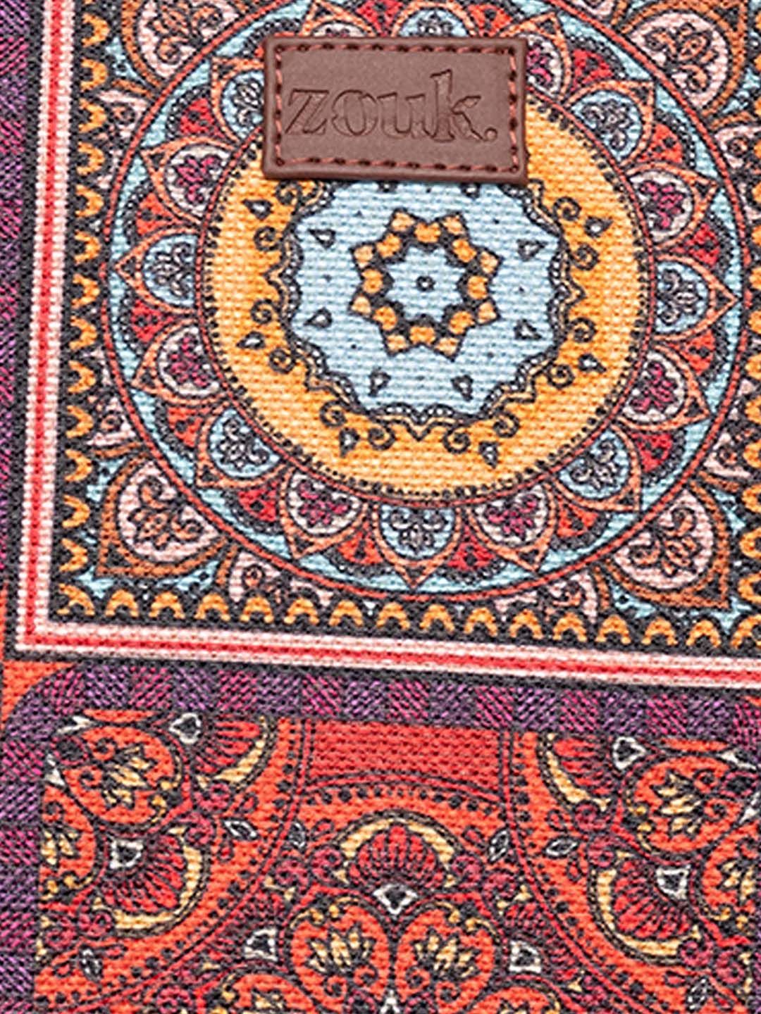 ZOUK Brown Ethnic Motifs Printed Laptop Structured Shoulder Bag