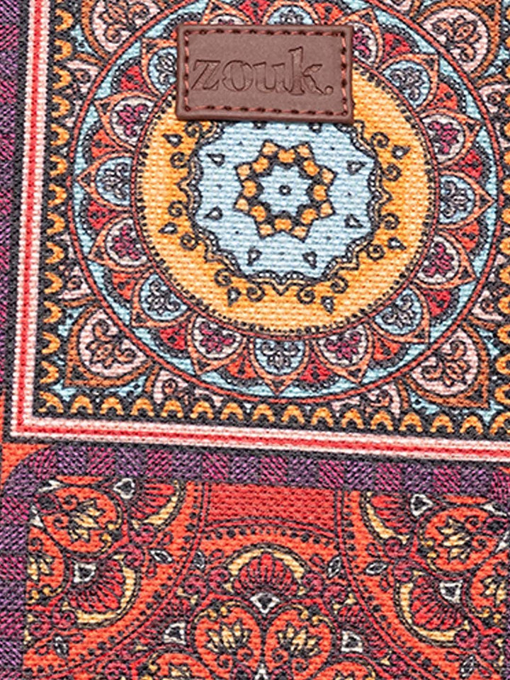 ZOUK Brown Ethnic Motifs Printed Laptop Structured Shoulder Bag