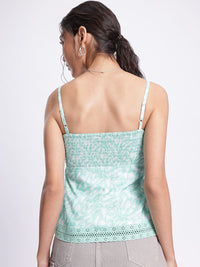 DressBerry Pleated Perfection Smocked Lace Inserts Printed Top