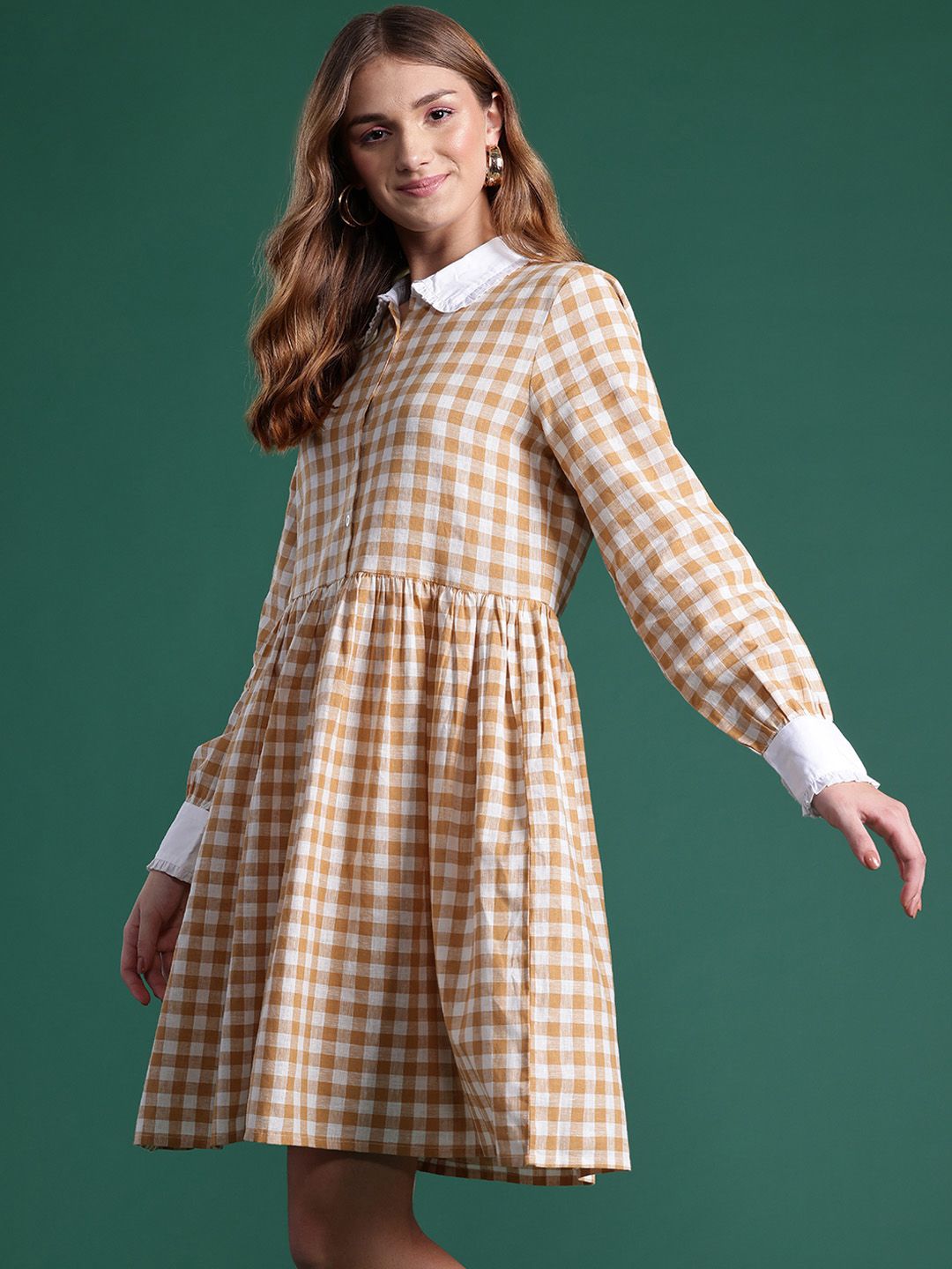 DressBerry Pure Cotton Checked Shirt Dress