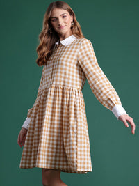 DressBerry Pure Cotton Checked Shirt Dress