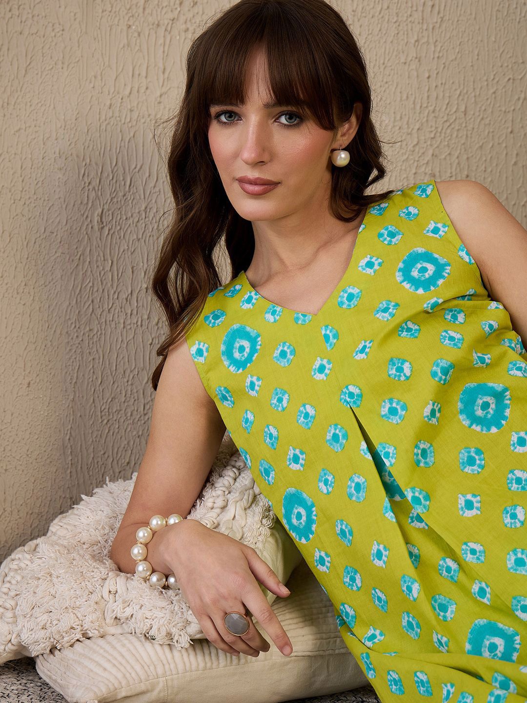 Indo Era Women Printed Regular Pure Cotton Kurta with Trousers