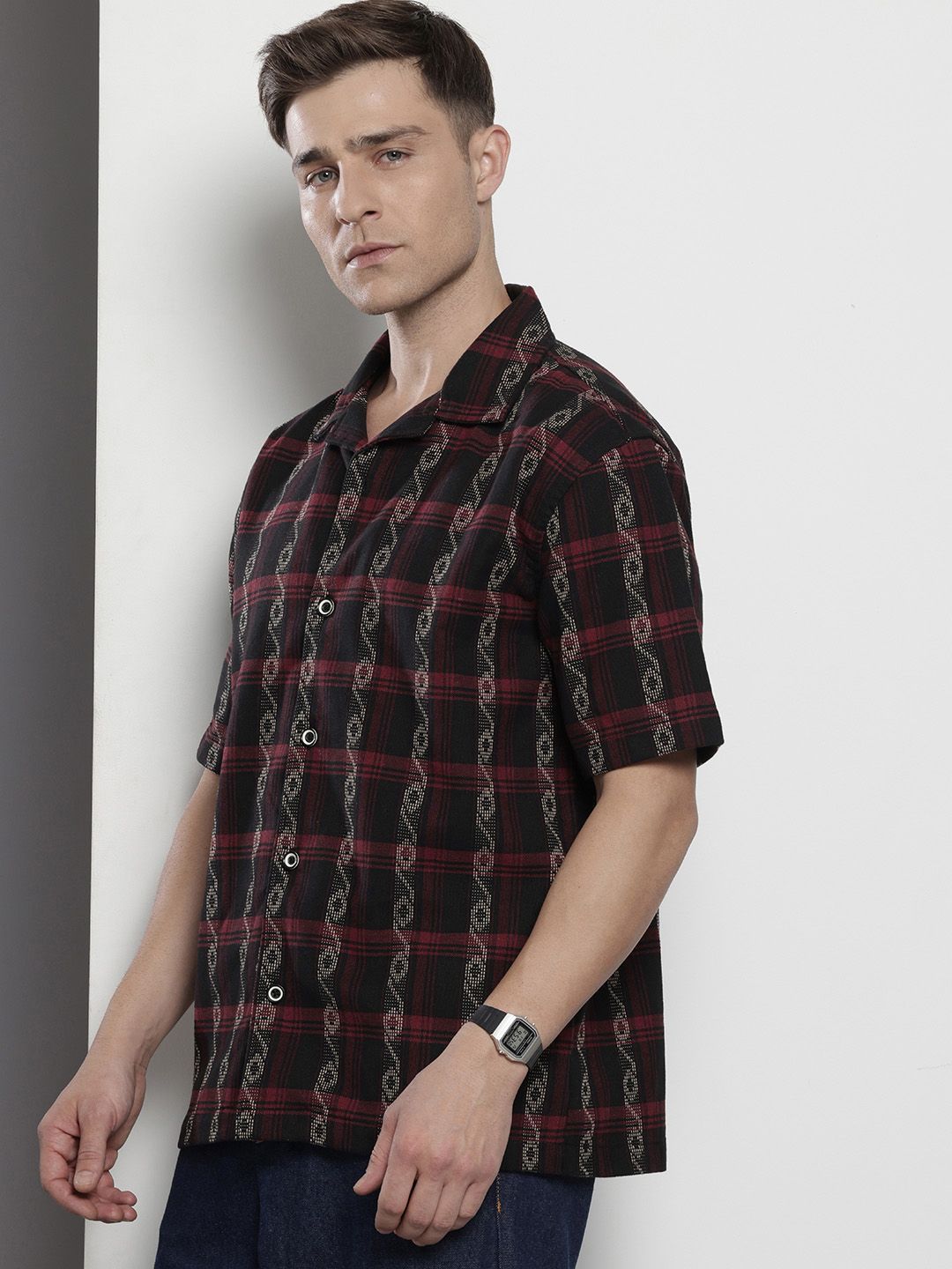 The Indian Garage Co Men Relaxed Fit Striped Resort Wear Shirt
