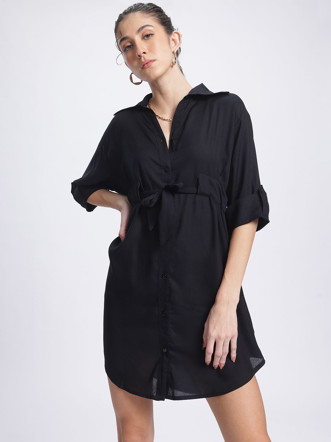 DressBerry Midnight Muse Shirt-Style Dress Comes With a Belt