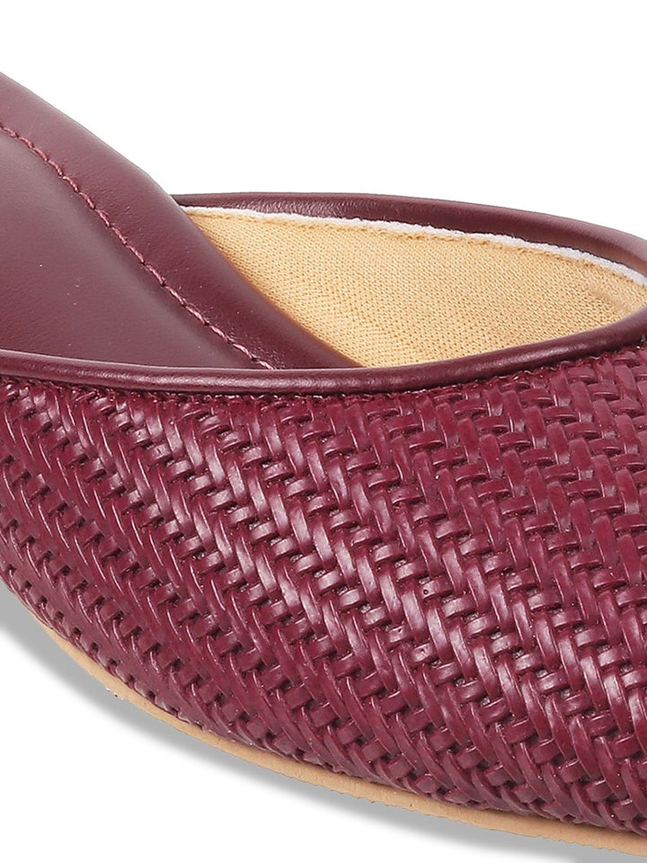 Mochi Woven Design Block Mules With Open Back