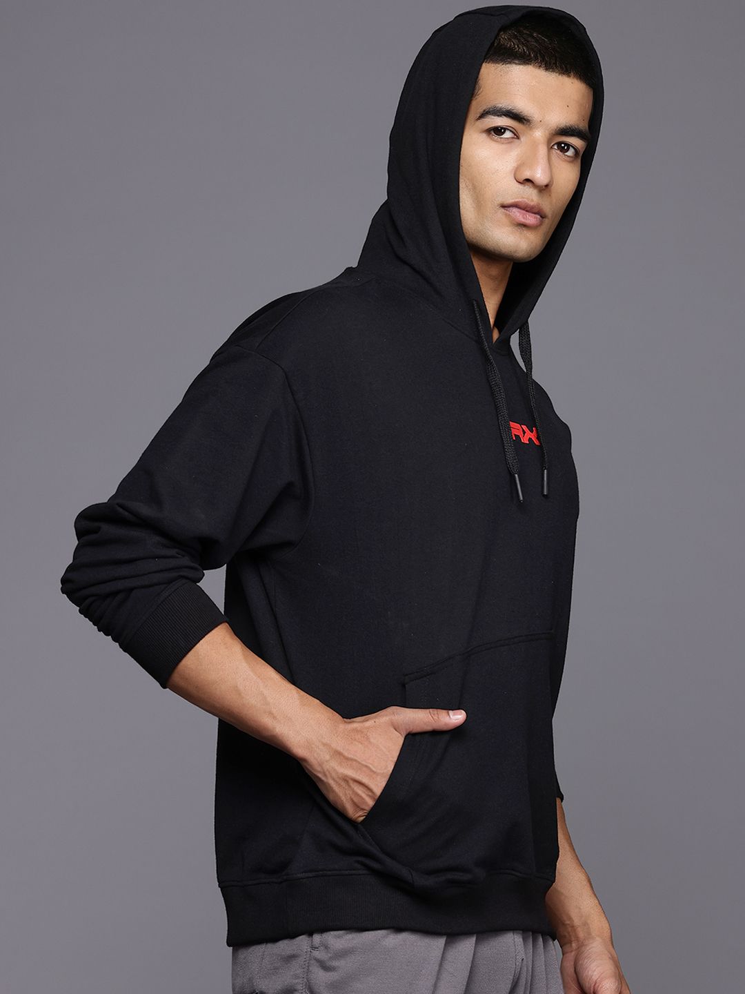 HRX by Hrithik Roshan Back Print Hooded Sweatshirt