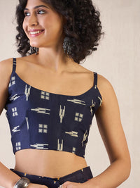 Saree mall Ethnic Motifs Poly Cotton Ready to Wear Ikat Sarees