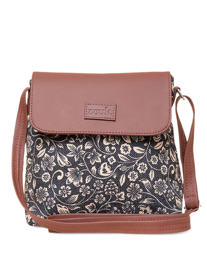 ZOUK Floral Printed Structured Sling Bag