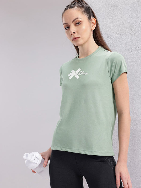 HRX oleh Hrithik Roshan Pasangan Koleksi Logo Jenama Dicetak T-Shirt Runak-kering