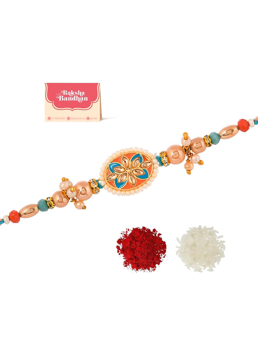 Voylla Men Benang Rekaan Tradisional Mutiara Rakhi