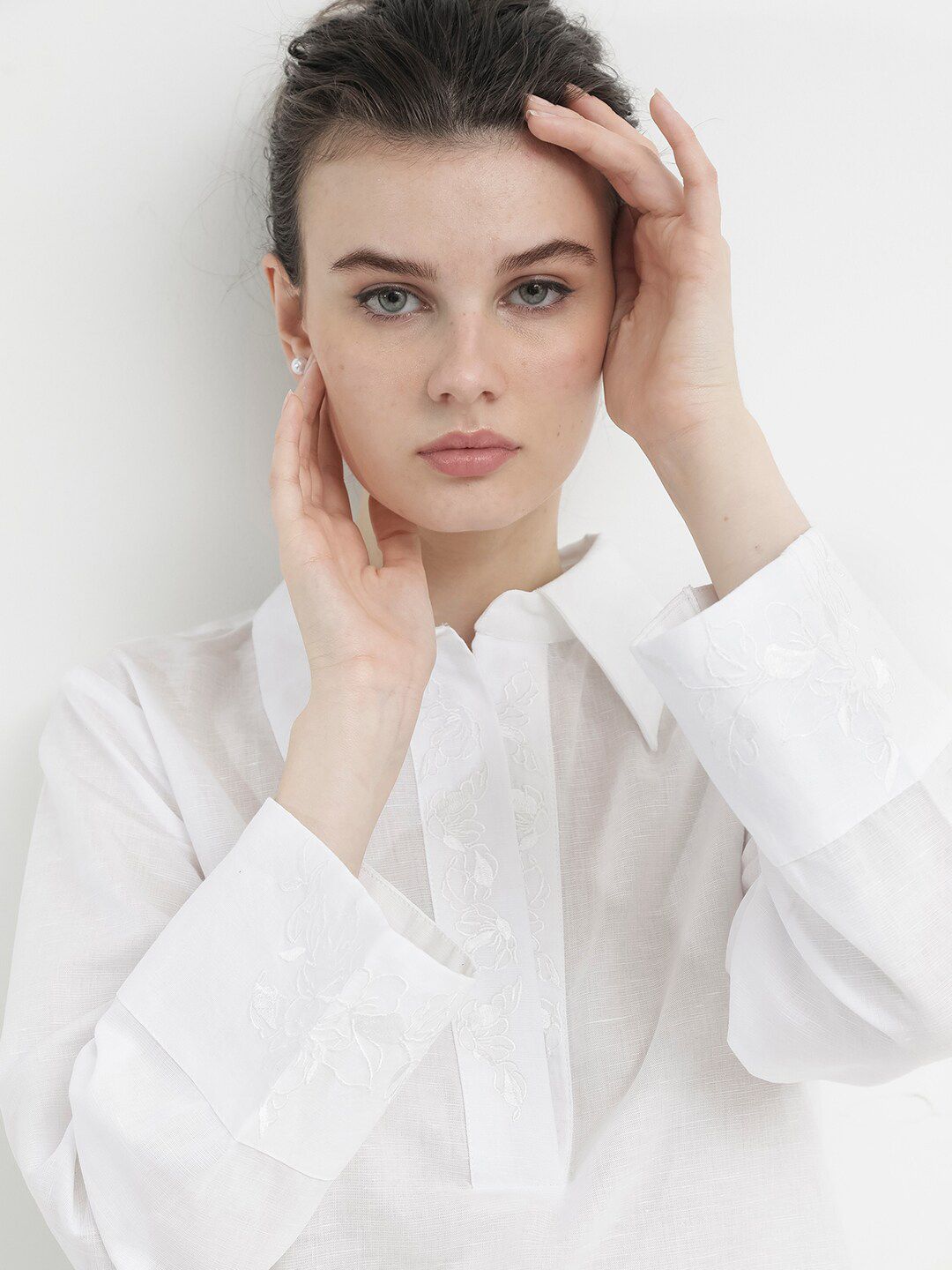 RAREISM Shirt Collar Linen Top