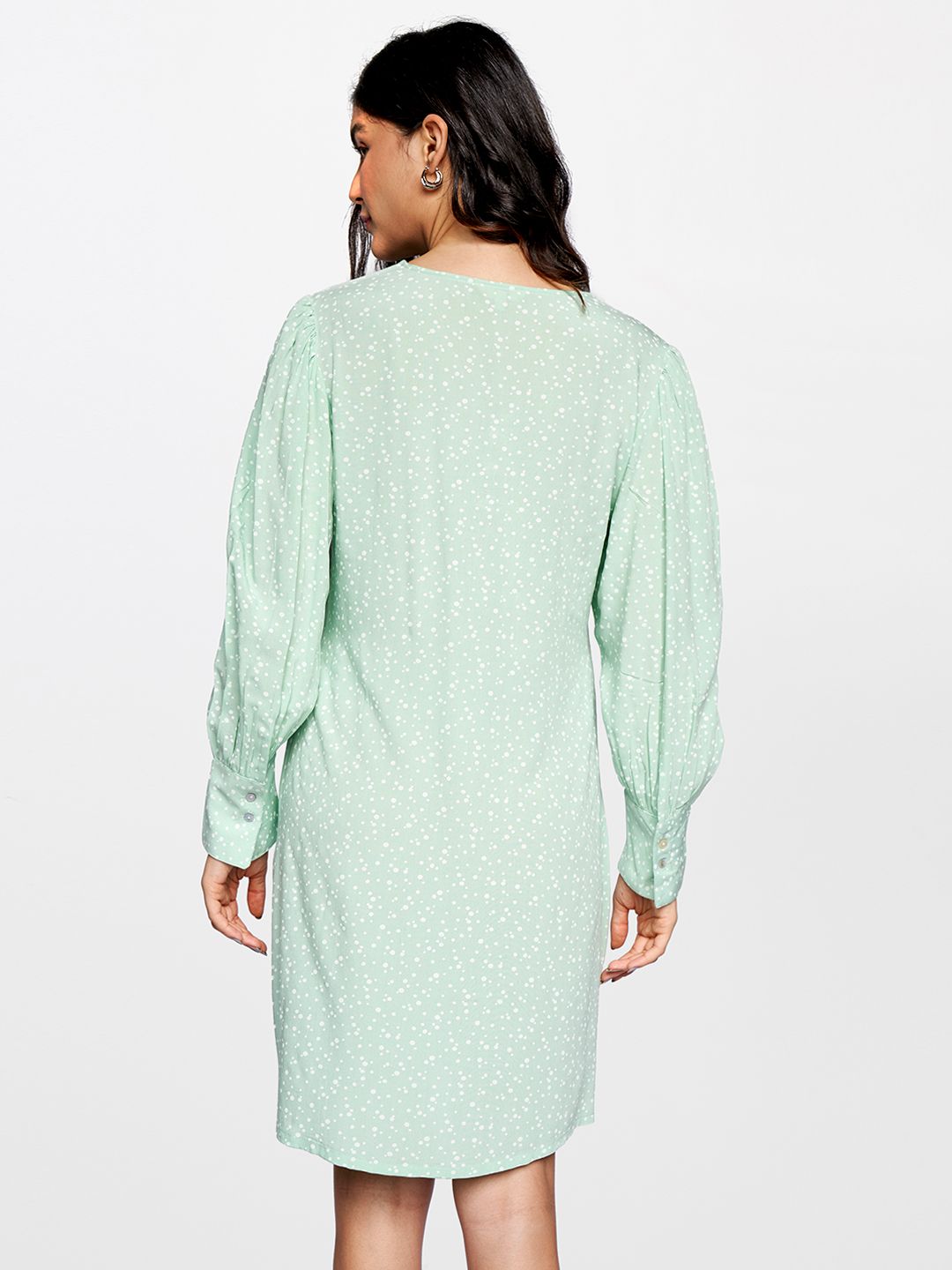 AND Women Green Printed A-Line Dress