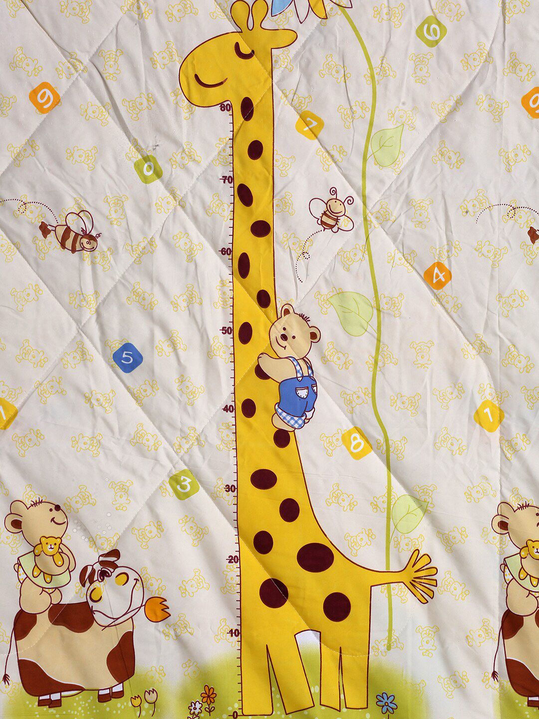 HOSTA HOMES White & Yellow Cartoon Characters Heavy Winter 210 GSM Single Bed Comforter