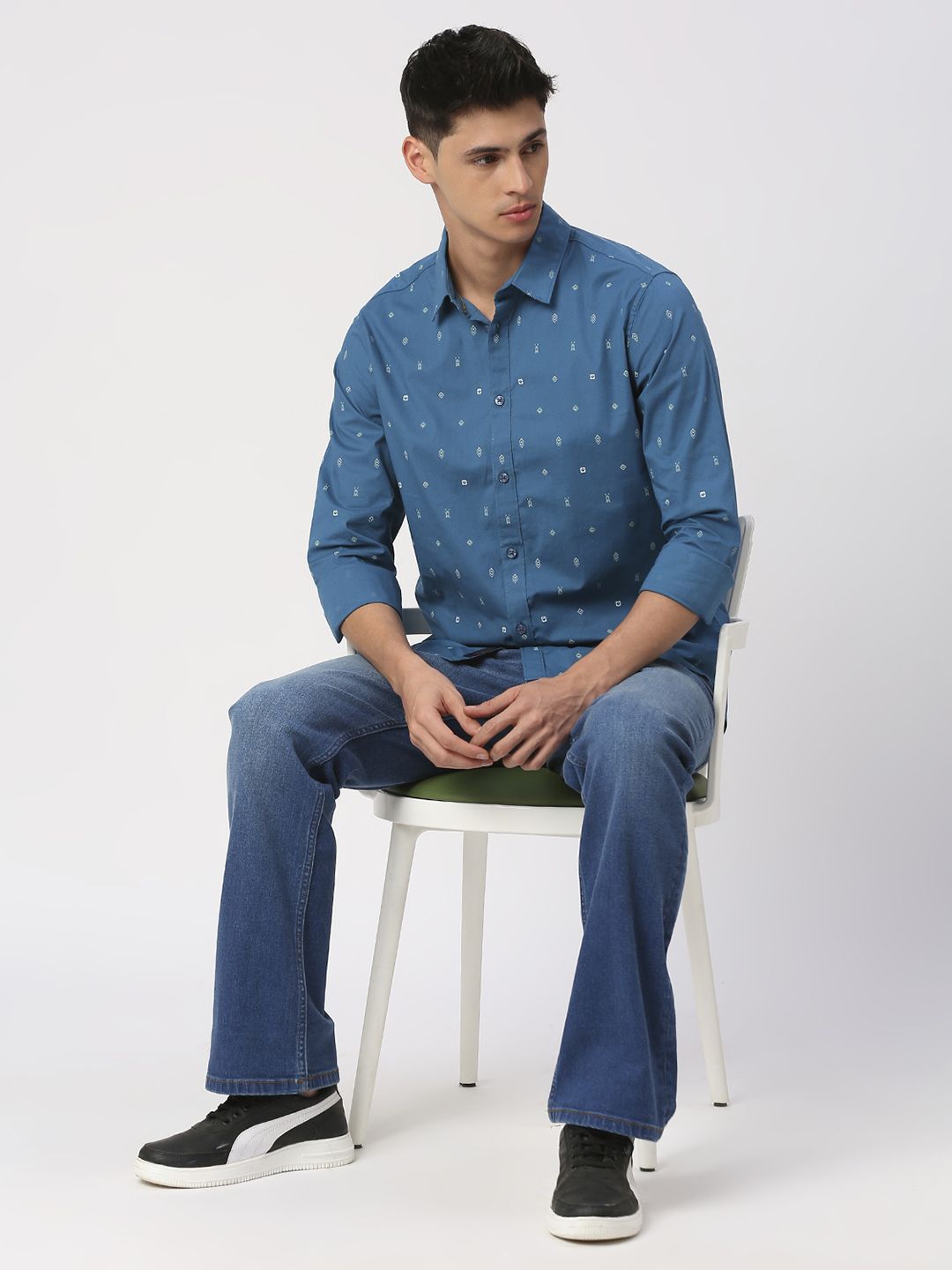 Being Human Men Slim Fit Opaque Geometric Printed Casual Shirt