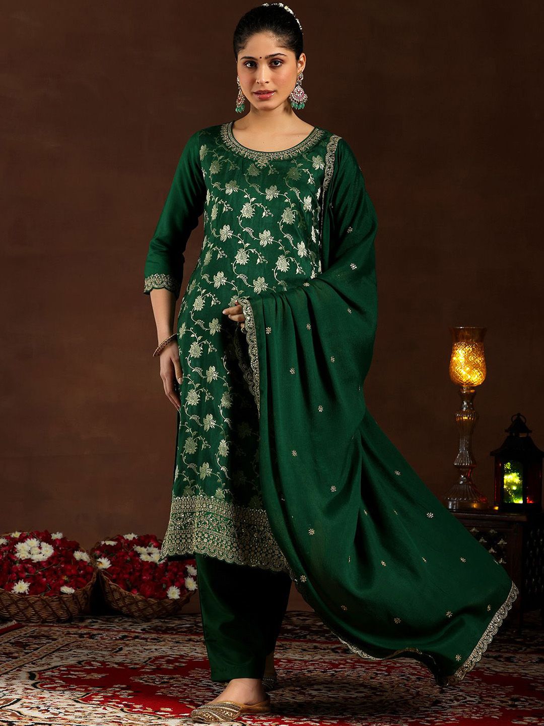Libas Women Ethnic Motifs Regular Kurta with Trousers & Dupatta
