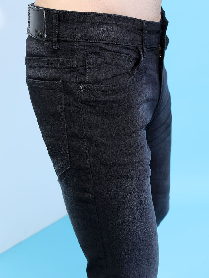 HIGHLANDER Men Black Slim Fit Mid-Rise Clean Look Stretchable Jeans