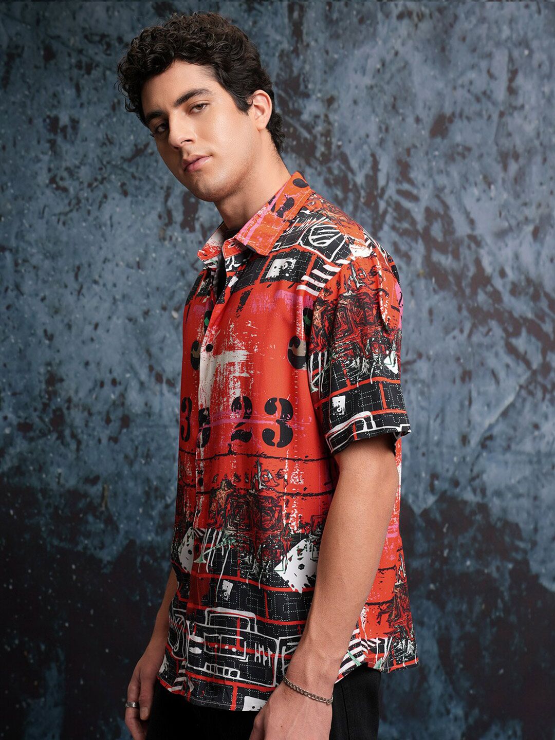 LOCOMOTIVE Premium Abstract Printed Oversized Casual Shirt