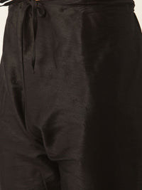 SOJANYA Men Black & Orange Kurta with Churidar