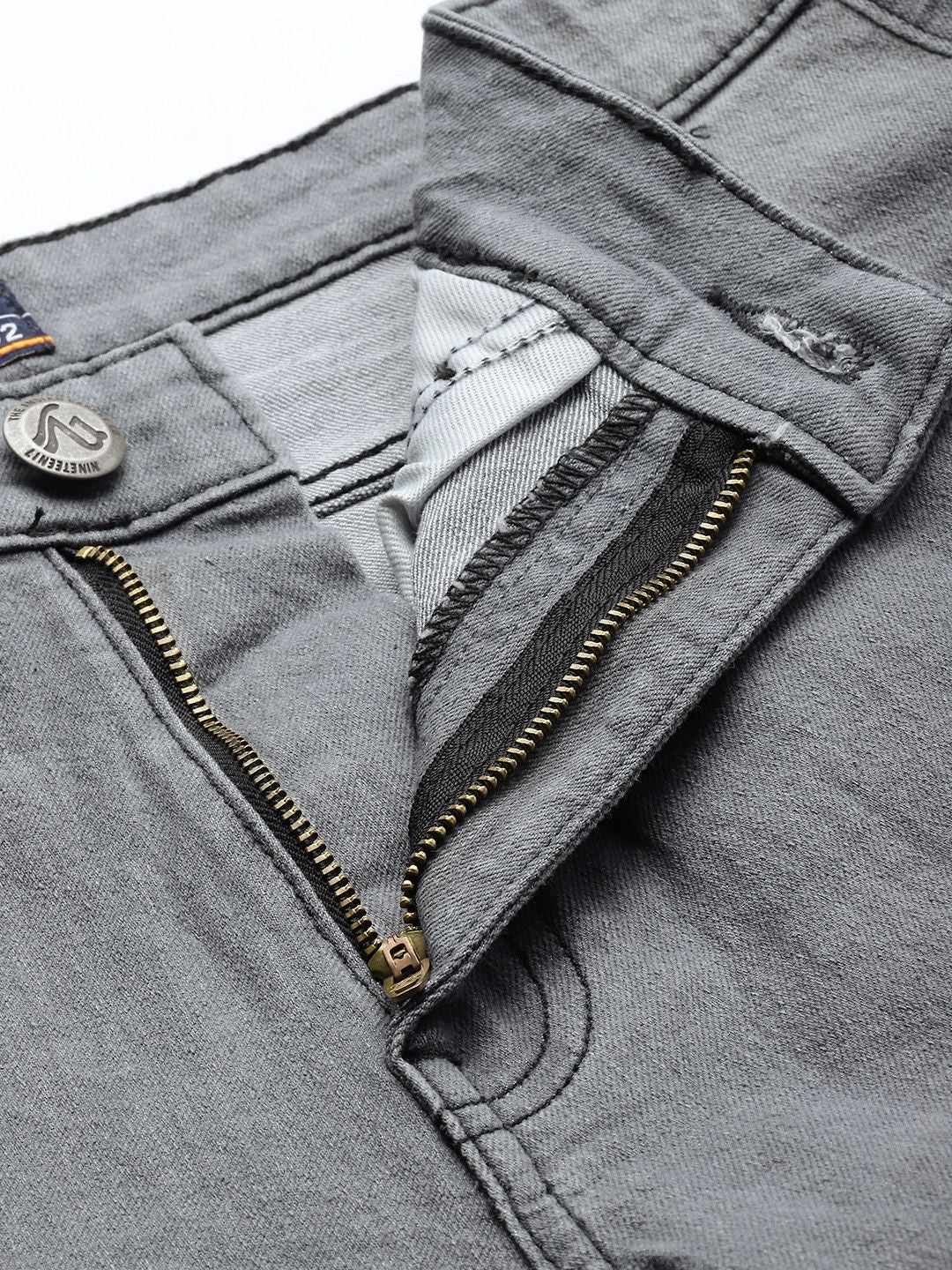 The Indian Garage Co Men Grey Slim Fit Light Fade Printed Stretchable Jeans
