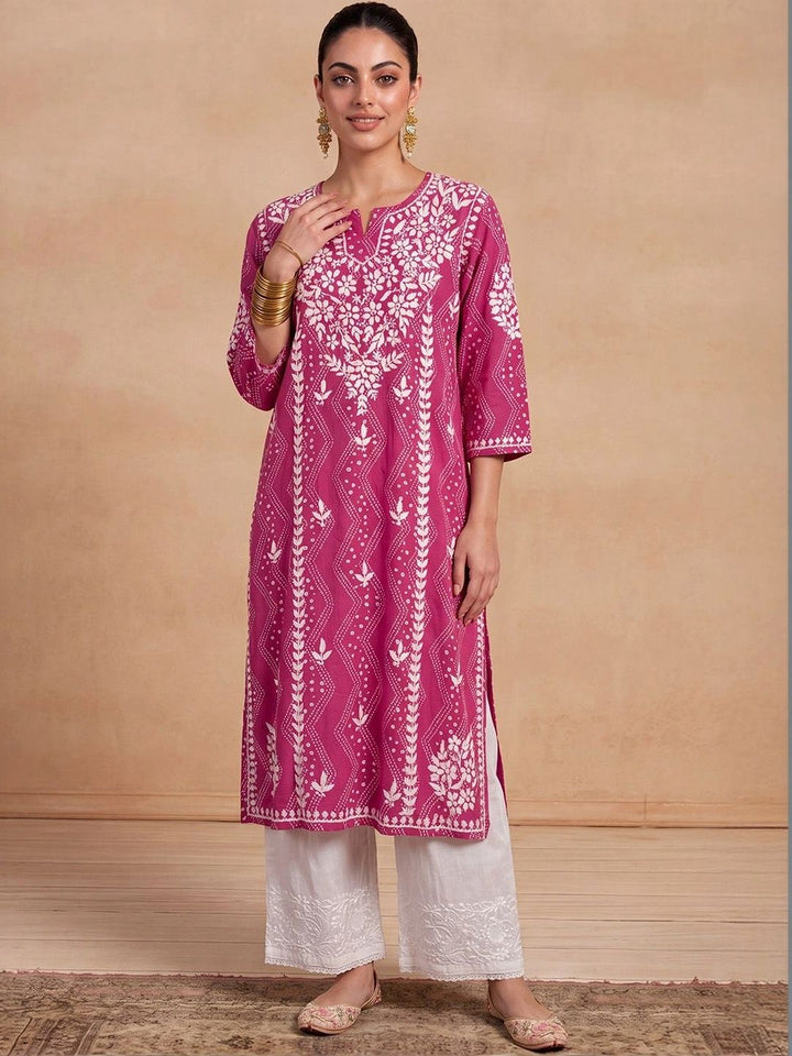 Rumah Wanita Chikankari Sulam Kurta Chikankari