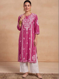 Rumah Wanita Chikankari Sulam Kurta Chikankari
