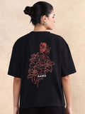 Rareism Women Graphic Graphic Printed Neck Cotton T-Shirt Berkekalan