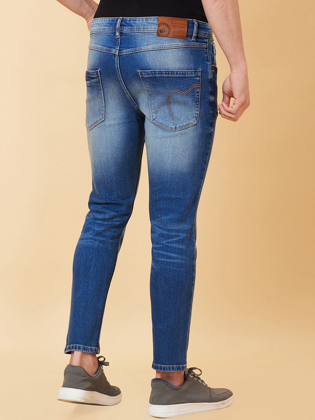 Being Human Men Mid Rise Clean Look Heavy Fade Cropped Jeans