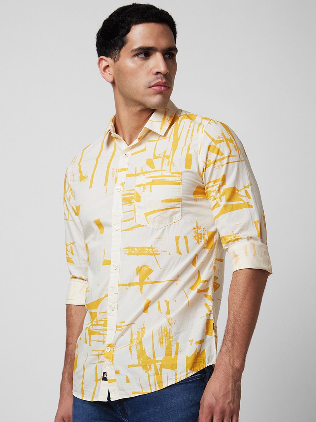 SPYKAR Abstract Printed Slim Fit Opaque Casual Shirt
