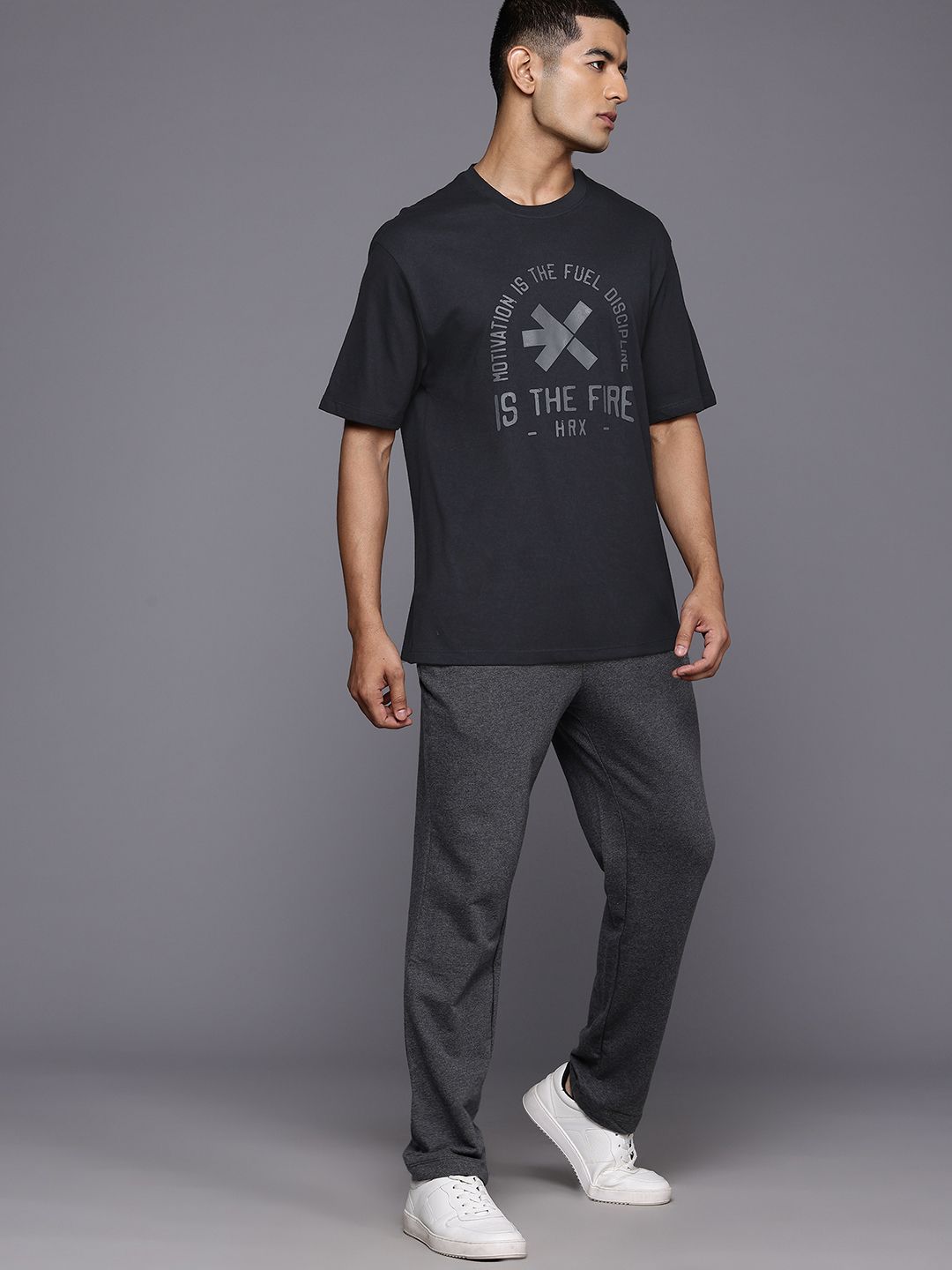 HRX by Hrithik Roshan Typography Printed Drop-Shoulder Sleeves T-shirt