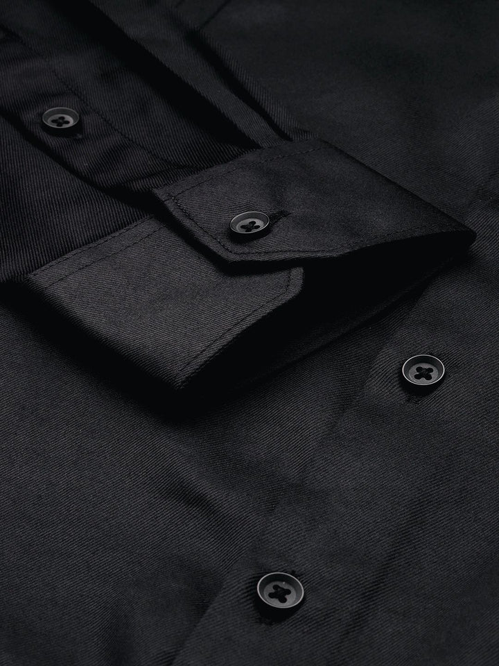 The Indian Garage Co. X Luxe Men Black Slim Fit Opaque Formal Shirt