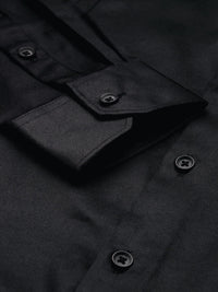 The Indian Garage Co. X Luxe Men Black Slim Fit Opaque Formal Shirt