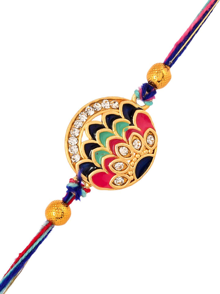 Voylla Men Peacock Inspired Enamelled Thread Rakhi