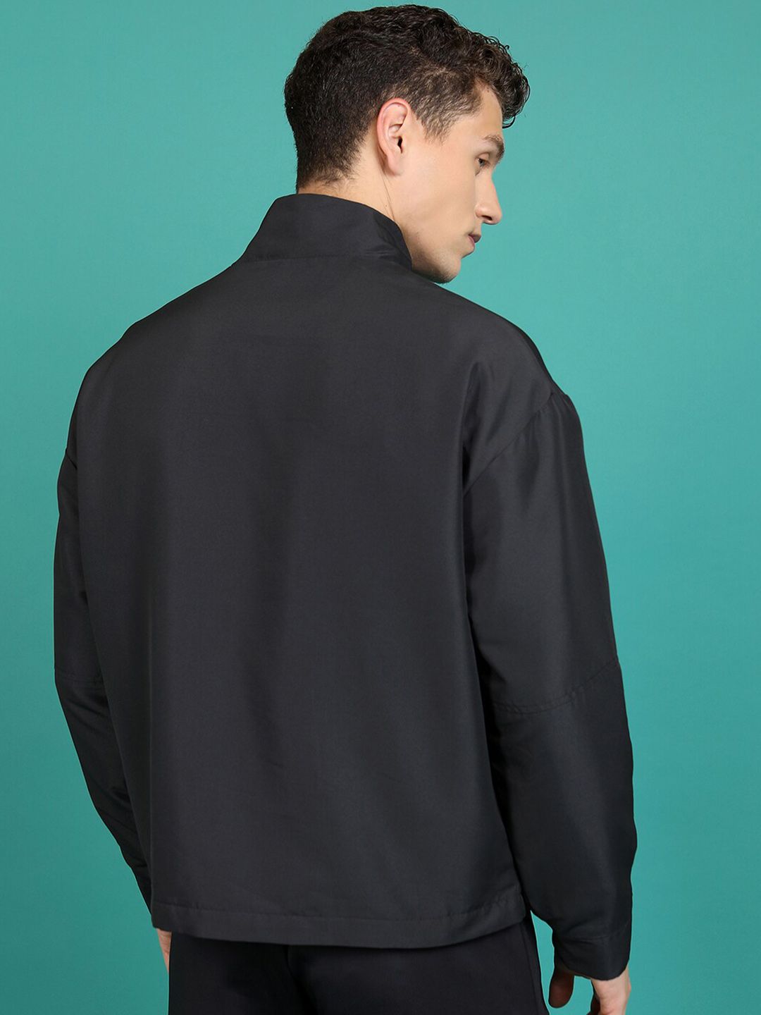 HIGHLANDER Black Mock Collar Bomber Jacket
