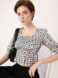 DressBerry Monochrome Mania Ruffled A-Line Top