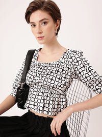 DressBerry Monochrome Mania Ruffled A-Line Top