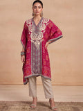 Rumah Wanita Chikankari Kerja Benang Sulam Crepe Kaftan Kurta