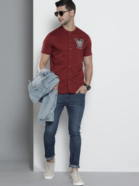 The Indian Garage Co Men Maroon Solid Casual Shirt