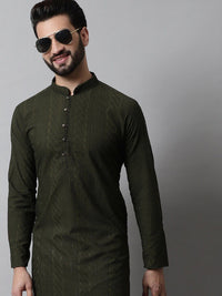 Jompers Men Ethnic Motifs Thread Work Cotton Kurta