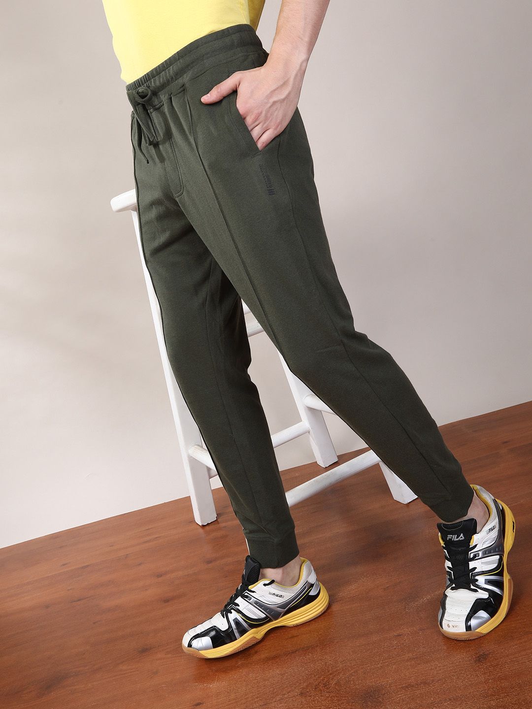 The Indian Garage Co Men Olive Solid Slim Fit Jogger