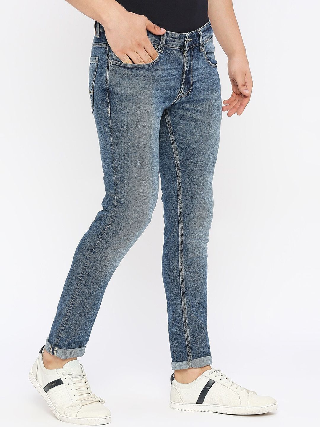 SPYKAR Men Clean Look Heavy Fade Whiskers & Chevrons Super Skinny Fit Cotton Jeans
