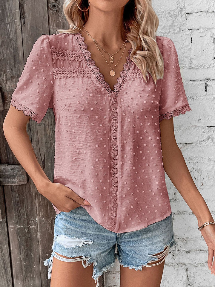 DressBerry Lace Trim Schiffli Top