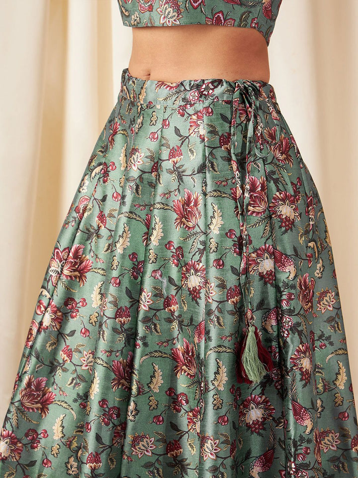 Shae by SASSAFRAS Floral Printed Ready to Wear Lehenga & Crop Top